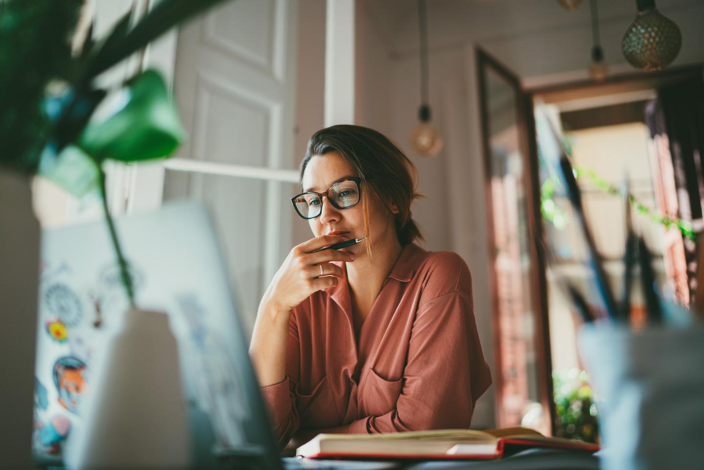 A person working on her desk