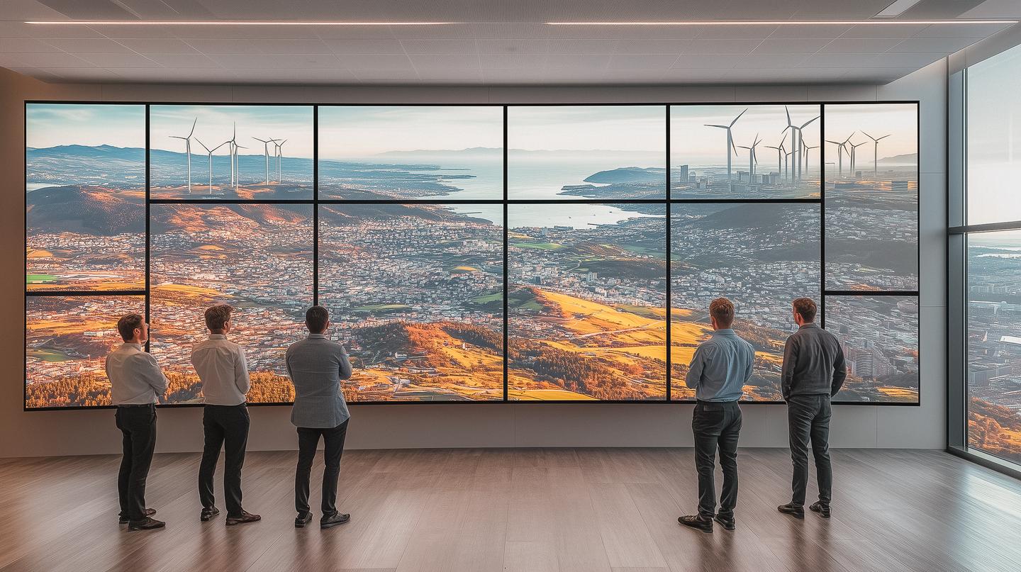 two people from the Energy sector standing in a vast land 